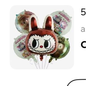 5 Piece Cute Labubu Themed Balloons
